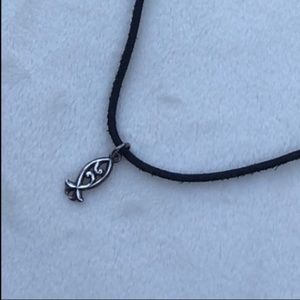 Retired James Avery Scrolled Ichthus Charm on Rope